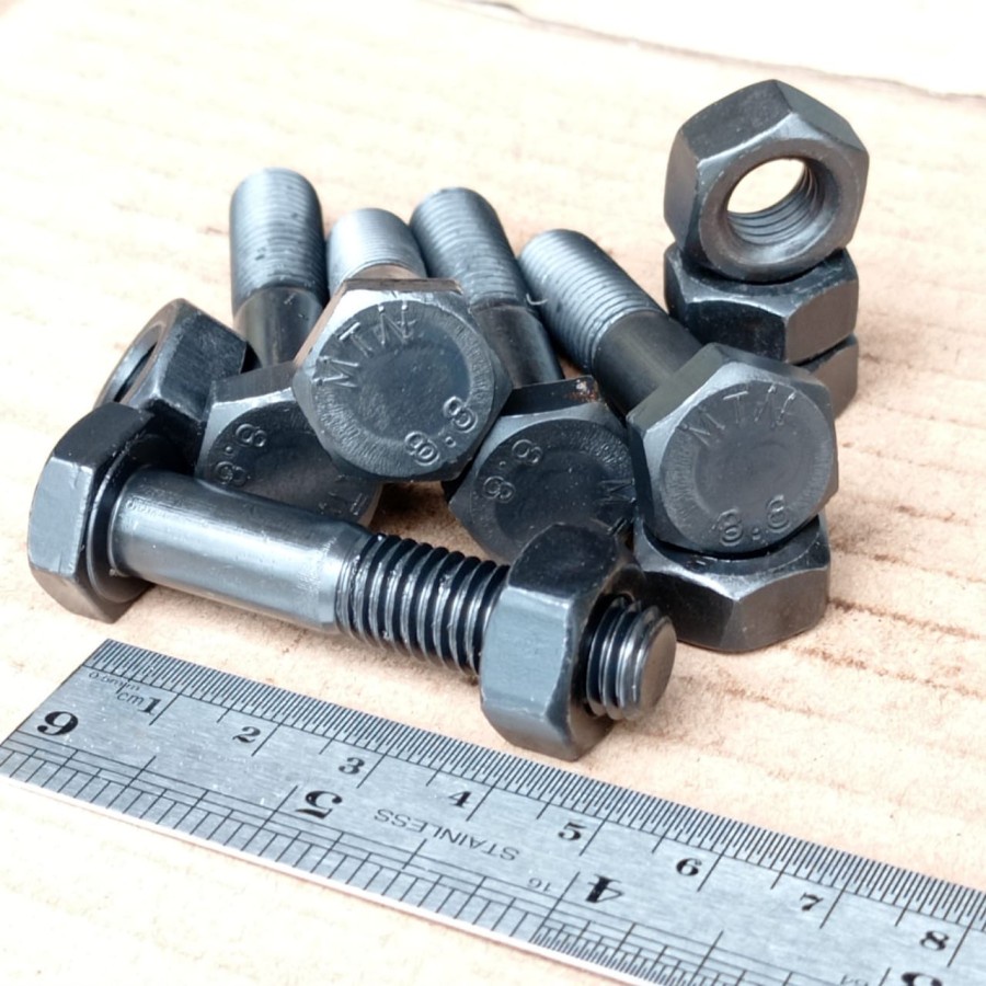 HTB 8.8 M10 X 50 STEEL BOLT / M10 X 50 BLACK STEEL BOLT / M10X50 STEEL BOLT / 17 KEY BOLT 17 HALF TH