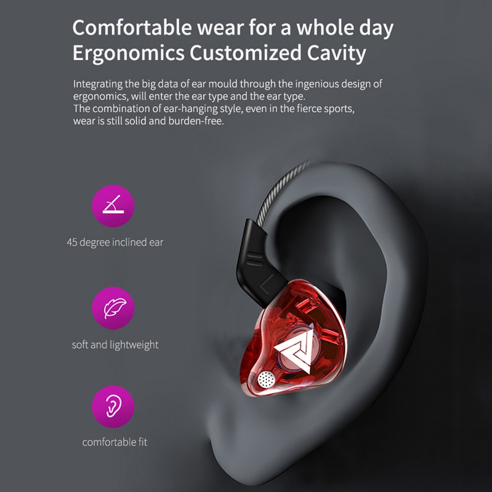 QKZ AK6 หูฟังกีฬา 3.5 มม.AUX Universal HiFi Sound เพลงพร้อมไมโครโฟนหูฟังชนิดใส่ในหูน้ําหนักเบาสําหรับโทรศัพท์สมาร์ท