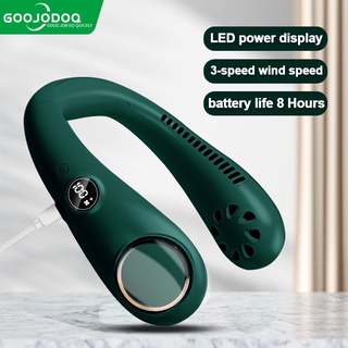 GOOJODOQ พัดลมคล้องคอ 2000mAh พัดลมพกพา ไทยแลนด์สปอต คอพัดลมแบบพกพาแฮนด์ฟรี Turbo Bladeless พัดลมไฟฟ้า USB ชาร์จ 3 ความเร็วคอ Mount พัดลมกีฬาสวมใส่คอพัดลมระบายความร้อน