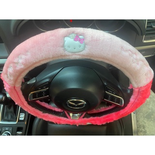 ลิขสิทธิ์แท้ หุ้มพวงมาลัย เฮลโล คิตตี้ รถยนต์ ทำจากผ้า สีชมพู Hello Kitty Angel Car Steering Wheel Cover Pink Fabric