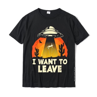 คอลูกเรือเสื้อยืดคอกลมเสื้อยืด ผ้าฝ้าย พิมพ์ลายเอเลี่ยน I Want To Leave Alien สไตล์เกาหลี สําหรับผู้ชายผ้าฝ้ายแท้