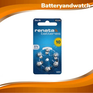 ถ่านกระดุม ถ่านเครื่องช่วยฟัง แพ็ค 6 เม็ด Renata ZA10 , Renata 10 , PR70  1.45V *ของเเท้รับประกัน Made in Germany