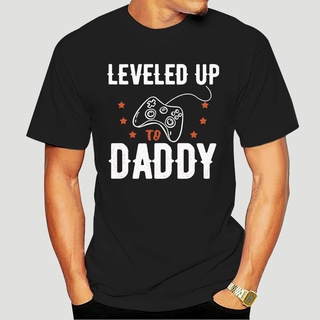 ROUNDคอลูกเรือNeckเสื้อยืด พิมพ์ลาย Leveled Up Daddy Gamer สําหรับผู้ชาย-4XL