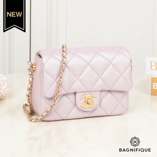 CHANEL MINI FLAP IRIDESCENT PINK CARVIAR GHW MICROSHIP