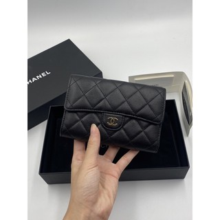 Used like newww chanel trifold medium wallet HL26 light gold