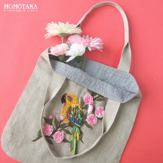 MOMOTARA Embroidery Tote Bag กระเป๋าผ้าปัก งานฝีมือ