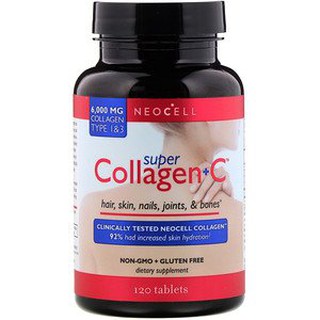 Neocell, Super Collagen+C, Type 1 &amp; 3, 6,000 mg, 120 Tablets