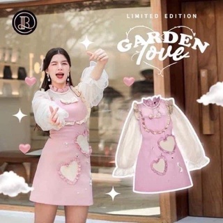 Garden Love : BLT Limited Edition มินิเดรสสีชมพูแขนยาว​ แต่งระบาย​ที่คอ งานตามหา ลิมิเตด