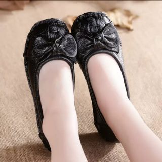 คัชชูผู้หญิงส้นแบน หนังแท้นิ่มมาก size 35-40 ส่งฟรี!ไม่ง้อคูปอง ลดสุดๆขายเท่าทุน