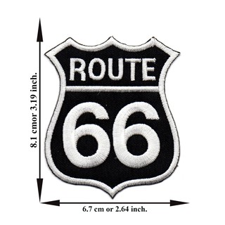 ตัดรีด ตัวรีดติดเสื้อ อาร์มปัก ติดเสื้อปัก ปักเสื้อ DIYลาย ROUTE 66 สี1