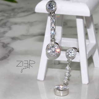 ต่างหูเงินแท้ 925 ประดับพลอยCZ Earring Silver 925 With Cubic Zirconia-(E14180317)