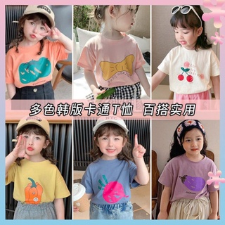 Pure Cotton online popular childrens clothing boys and girls short-sleeved T-shirt 2022 summer New loose childrens western style thin fashion top