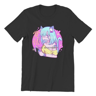 เสื้อยืดคอกลม ผ้าฝ้าย พิมพ์ลายการ์ตูนอนิเมะ Neko Pastel Goth Menhera kei kawaii คุณภาพส่งออก สไตล์เรโทร สําหรับผู้ชาย