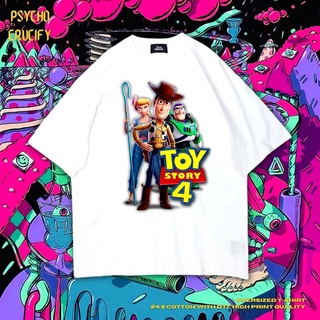 เสื้อยืด ขนาดใหญ่ พิมพ์ลาย Toy Story 4 Psycho Crucify | สีขาว | เสื้อยืด พิมพ์ลาย Toy Story 4 | Buzz Lightyear | Sheriff