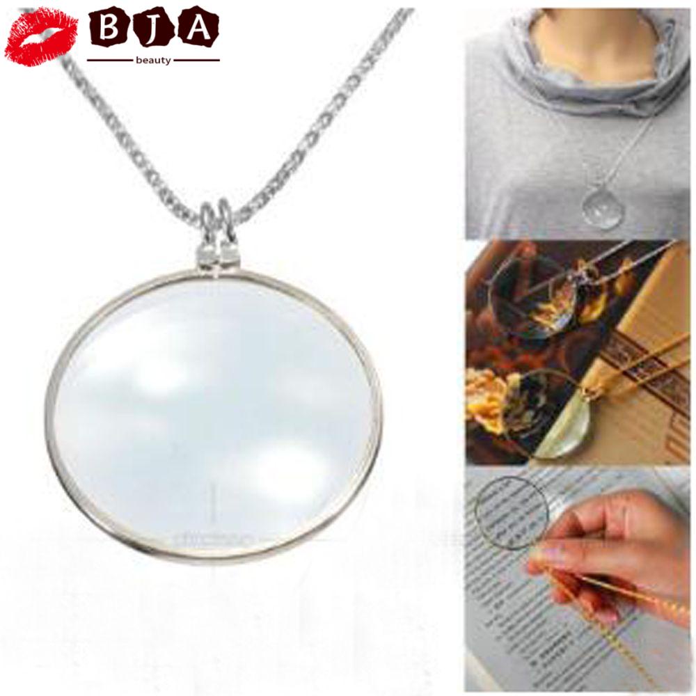 BJIA New Magnifying Glass Necklace Decorative Reading Glass Lens 5X