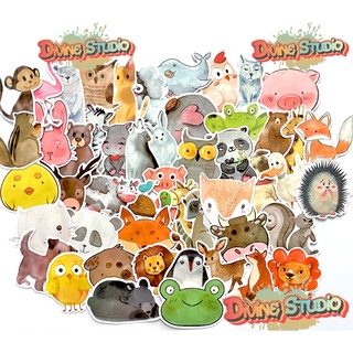 ⚡️พร้อมส่ง 🇹🇭 สติ๊กเกอร์ติดสเก็ตบอร์ด สติ๊กเกอร์ติดกระเป๋า 50 ชิ้น Cartoon Animals เคลือบเงา Sticker สติ๊กเกอร์ 50 Pcs