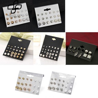 6/9 / 12Pairs สตรี Rhinestone Faux ต่างหูหูข้อมือปักชุดของขวัญ