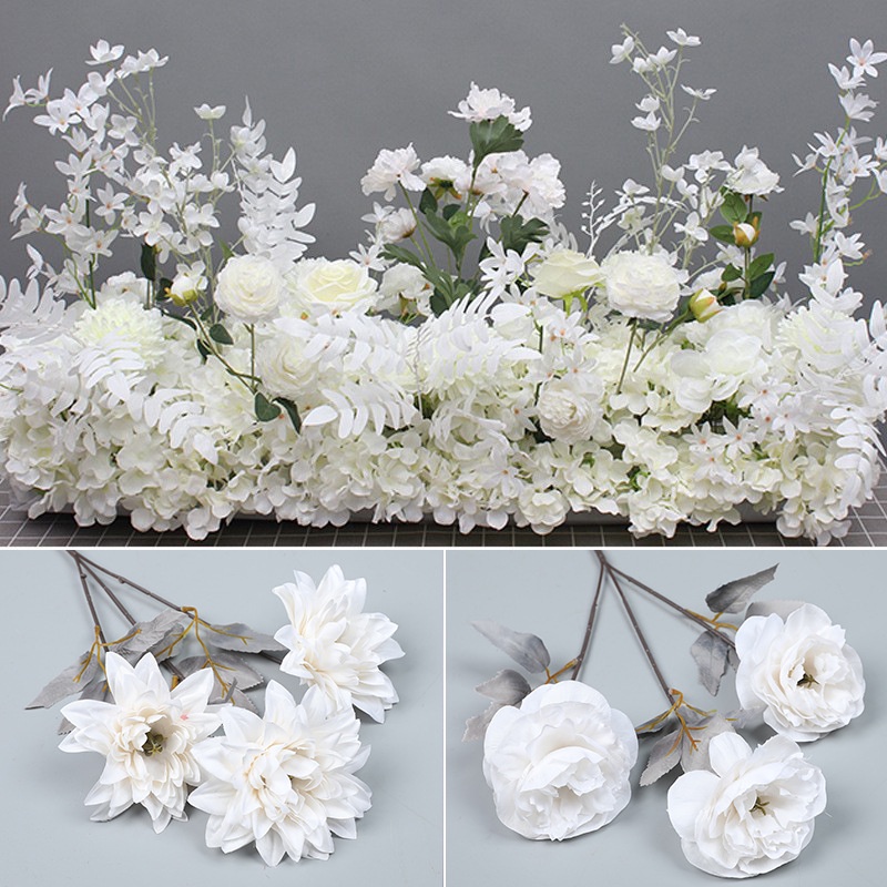 ดอกไม้ประดิษฐ์งานแต่งงาน, แถวดอกไม้สีขาวสําหรับตกแต่งงานแต่งงานและแผนกต้อนรับส่วนกลางงาน ถนนปาร์ตี้