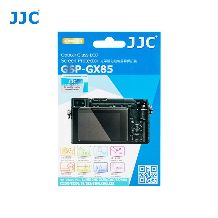 JJC ฟิล์มกระจกป้องกันหน้าจอกล้อง PANASONIC GX85/GX80, FZ2000/FZ2500, G7/FZ300, G80/G85