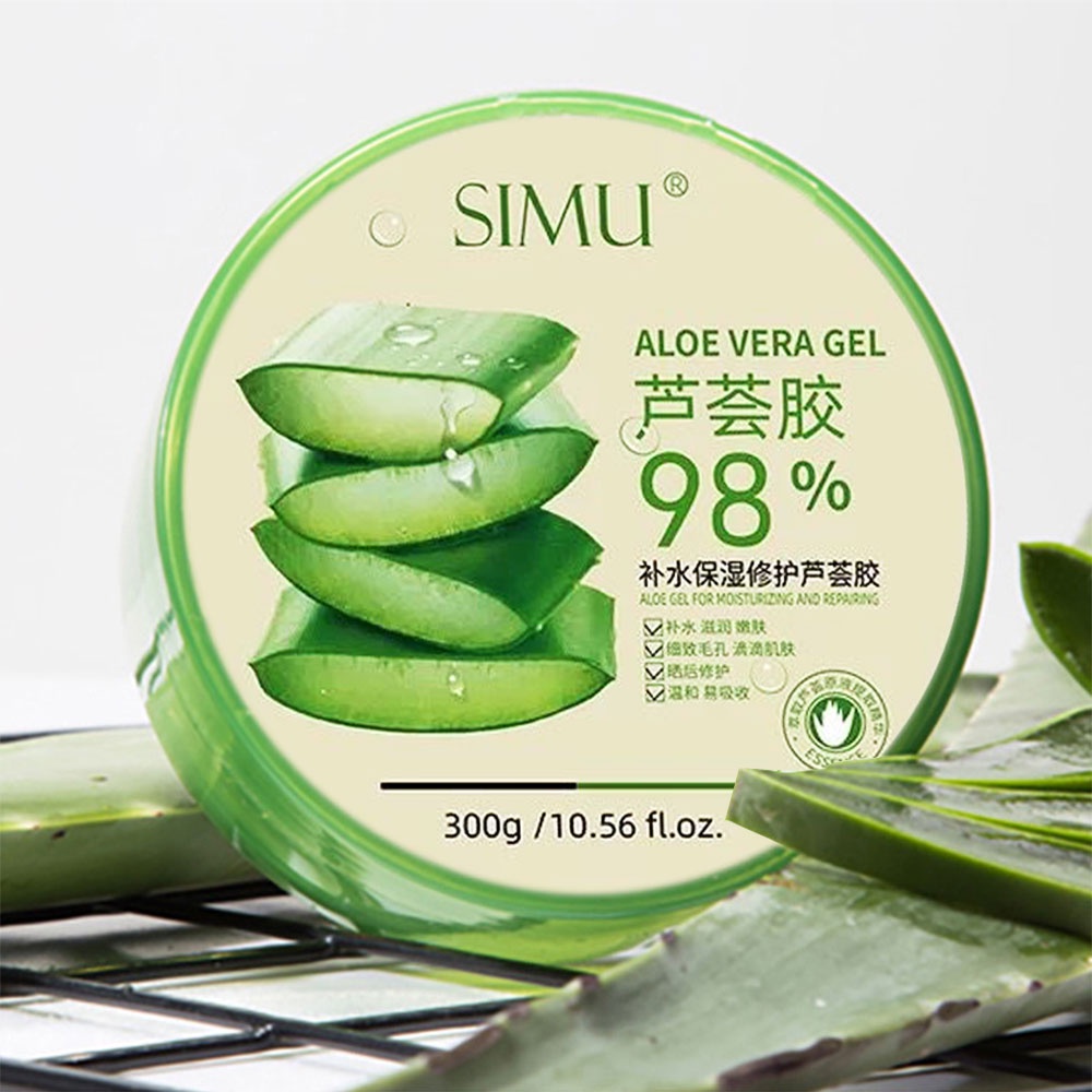 Aloe vera gel 100% 300ml ว่านหางจระเข้ Aloe vera gel moisturizing and hydrating ของแท้ 100%