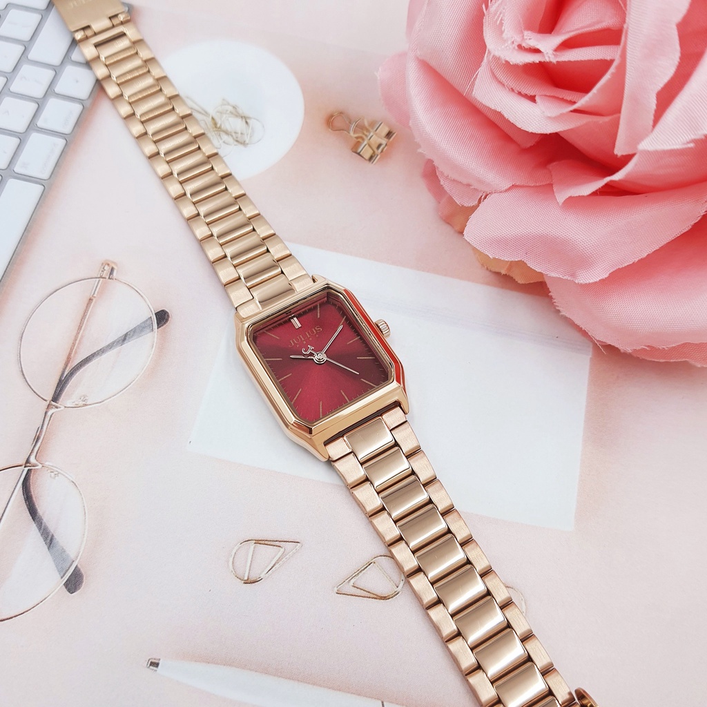 Julius นาฬิกาข้อมือผู้หญิง JA-1304 สายสแตนเลสสตีล หน้าปัดเหลี่ยม แบรนด์เกาหลี แฟชั่นฮิตของแท้