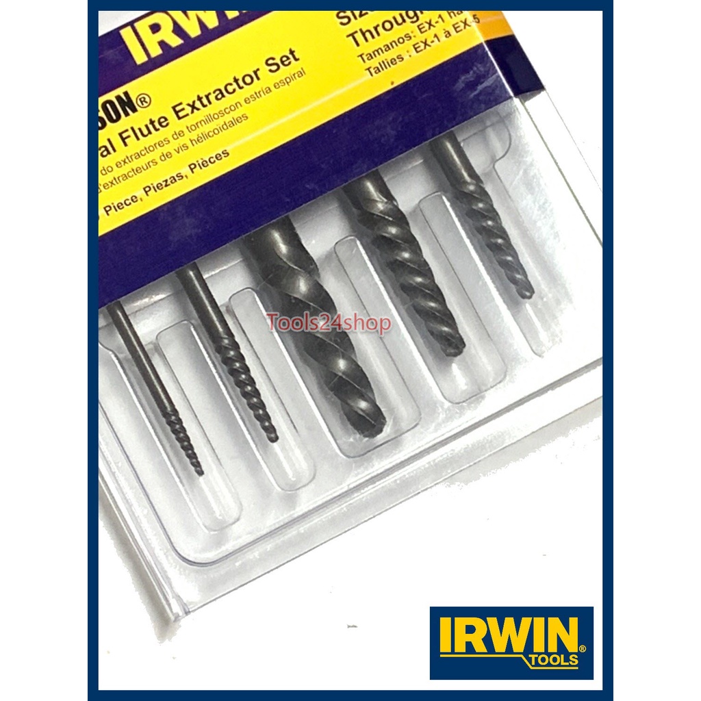 ชุดดอกถอนเกลียวซ้าย 5 ตัวชุด Ex1Ex5 53535 ยี่ห้อ IRWIN (Spiral Flute