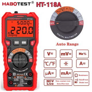 ดิจิตอลมัลติมิเตอร์ HABOTEST รุ่น HT118A Digital Multimeter เครื่องวัดกระเเสไฟ AC/DC มัลติมิเตอร์แบบดิจิตอล มิเตอร์วัดไฟ