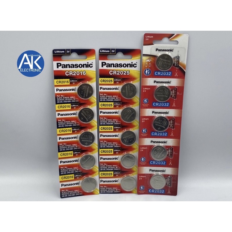 [แท้100%พร้อมส่ง] Panasonic ถ่านกระดุม lithium CR2032 CR2025 CR2016 1 แพ็ค 5 ก้อน