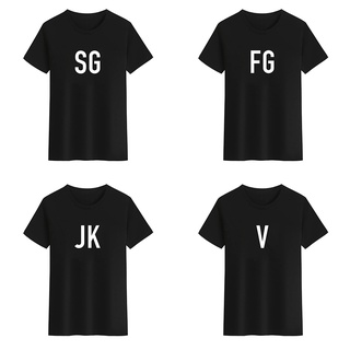 เสื้อยืดคอกลม พิมพ์ลาย BTS Rm jin suga jhope jimin V jungkook FG V JK SG สีดํา สีขาว สําหรับผู้ชาย และผู้หญิง