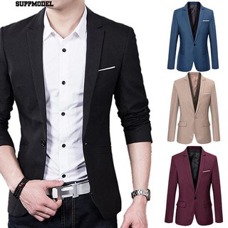 👕ชายเสื้อกล้ามสีทึบขั้นตอนบางธุรกิจเสื้อสวมสูท One Button Suit