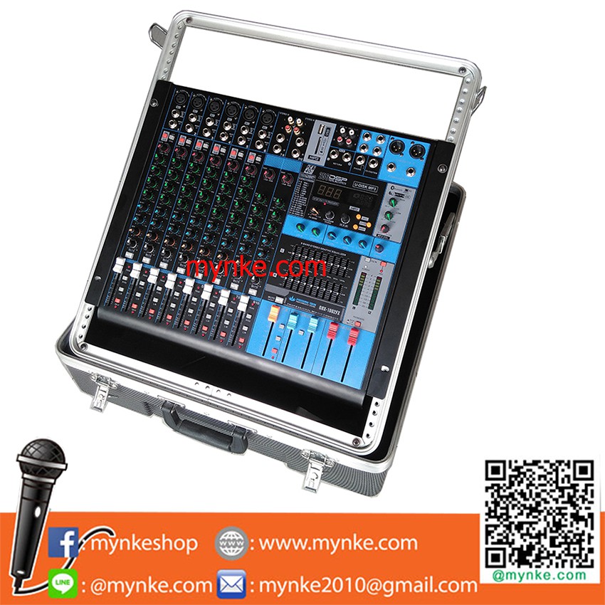 มิกเซอร์10ช่องพร้อมแร็คใส่มิกซ์ BLUETOOTH USB MP3 SD CARD 256DSP Professional Mixer MIC-LINE
