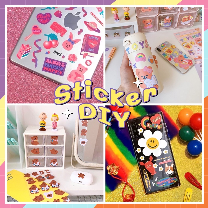 พร้อมส่ง สติ๊กเกอร์ 100แผ่น พร้อมกล่อง Sticker PVC น่ารักกันน้ำ ตกแต่ง ...