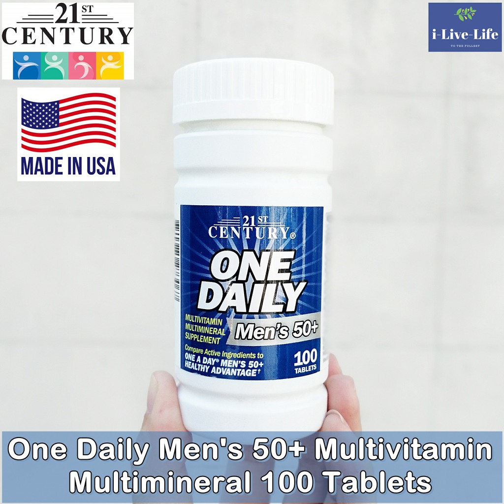 One Daily Men's 50+ Multivitamin Multimineral 100 Tablets - 21st Century วิตามินและแร่ธาตุรวม
