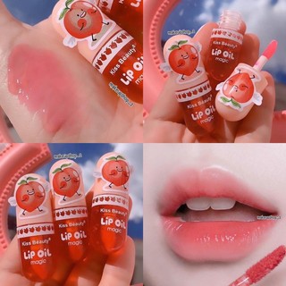 ลิปออย ลิปมันเป็นสีเป็นสีชมพู Kiss Beauty Lip Oil Magic 👾✨แท่งละ19บาท