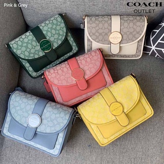 C8307 Female ผู้หญิง กระเป๋าสะพายข้าง/ ใน Signature Jacquard Canvas พร้อมกระเป๋าสะพายหนังสะพายข้าง