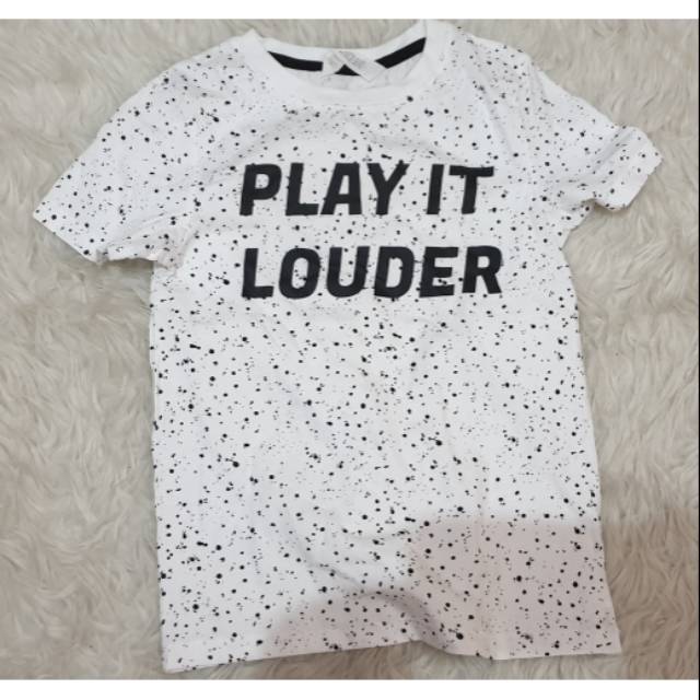 เสื้อยืด Play It Louder สีขาวสําหรับเด็ก 6-8 ปี 4-6 ปี & M