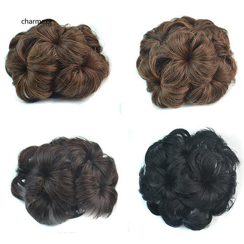 Crmx Wavy Curly Synthetic Hair Bun Cover Hairpiece Clip Wig