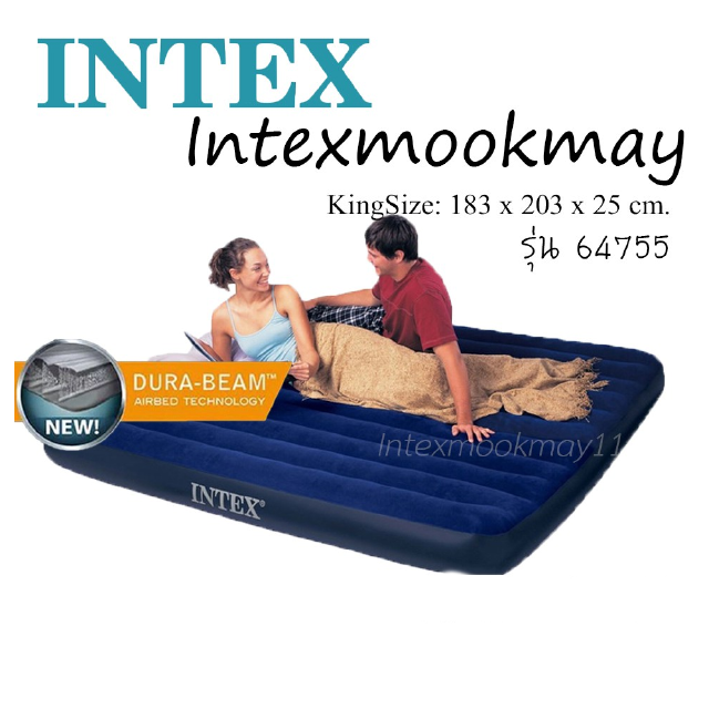 Intex 64755 ที่นอนเป่าลม แค้มป์ แคมป์ปิ้ง ปิคนิค 6 ฟุต (คิง) 1.83x2.03x0.22 ม. รุ่น 68755