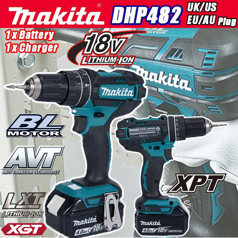 Makita สว่านไขควงไฟฟ้าไร้สาย พลังงานสูง 13 มม. Dhp482Z 18V DHP482 Li-ion 2 ความเร็ว แบบเปลี่ยน สําหร