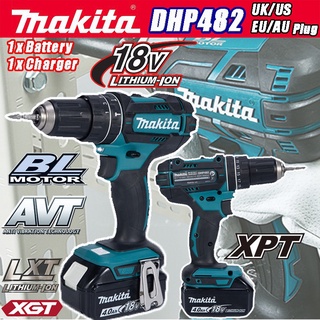 Makita สว่านไขควงไฟฟ้าไร้สาย พลังงานสูง 13 มม. Dhp482Z 18V DHP482 Li-ion 2 ความเร็ว แบบเปลี่ยน สําหรับ DHP456 DHP456Z