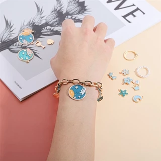 10 ชิ้นจี้ สร้อยคอสร้อยข้อมือต่างหูจี้สีน้ำเงินน่ารัก เครื่องประดับและอุปกรณ์แฟชั่น DIY 10pcs/pack