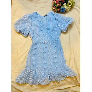 Sweet Dress - Sky Blue  เดรสสีฟ้า เดรสสวย เดรสออกงาน เดรสใส่เที่ยว เดรสแขนพอง เดรสสั้น เดรสหวานๆ