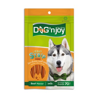 🔥แนะนำ!! ด็อกเอ็นจอย เจอร์กี้ สตริป รสเนื้อ 70 กรัม DOGnjoy Dog Food Strip Beef 70 g