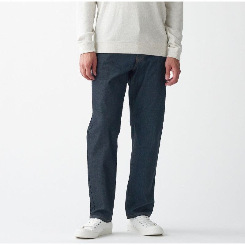 Men's Organic Cotton 4Way Stretch Denim Straight Pants💯 Shopee Thailand