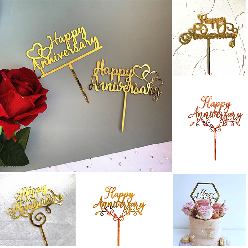 ป้ายปักเค้ก Happy Anniversary