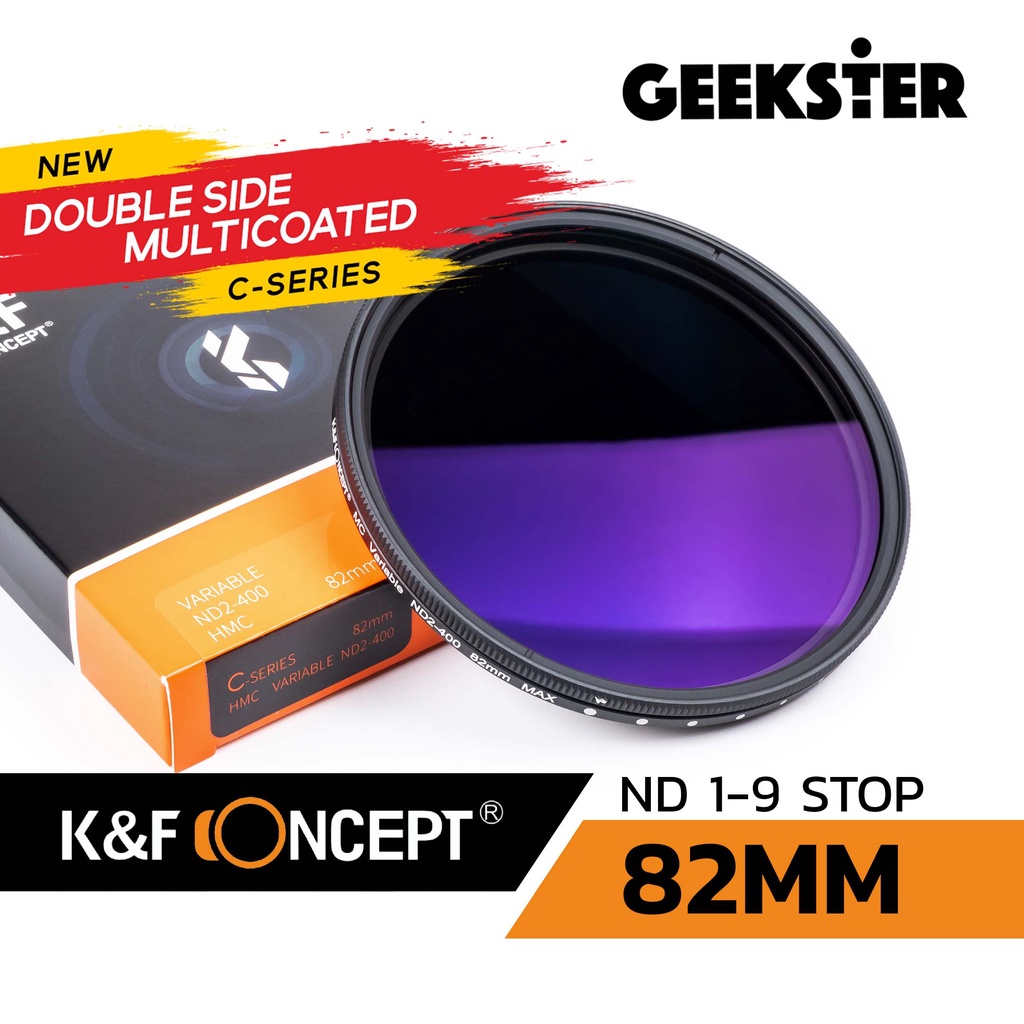 ND Fader ฟิลเตอร์ K&F 82mm 1-9 Stop C-Series Blue Coating ( ND2 - ND400 )  / KF C ND HMC Filter 82 m