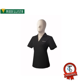 [ใหม่] Modellista Womens polo Black เสื้อโปโลโมเดลลิสต้าสุภาพสตรี คอวี สีดำ