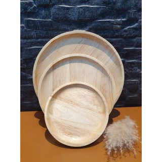 ถาดไม้ วงกลม  ขนาด  15 cm.x 15 cm. พร๊อพถ่ายรูป สำหรับใส่ขนม รองแก้วเสริ์ฟ