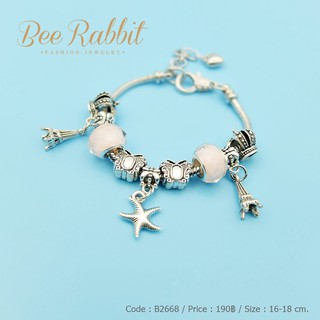 สร้อยข้อมือแฟชั่น ร้อยชาร์มคริสตัลสีชมพู - B2668