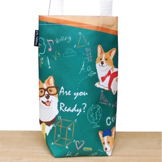 ถุงใส่แก้วลาย "น้องหมาคอร์กี้ " Corgi Learning Time